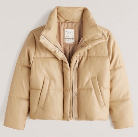 NWOT Abercrombie & Fitch Vegan Leather Mini Puffer XXS - Picture 1 of 6